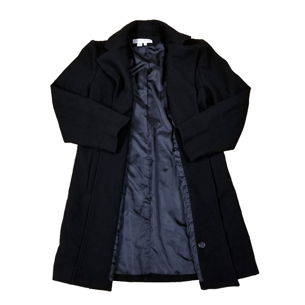 Larry Levine Black Trench Pea Coat Women's Size 4 - Picture 3 of 5